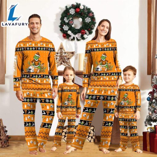 Tennessee Volunteers NCAA Custom Name Grinch Christmas And Sport Team Pajama Set  Gift Christmas