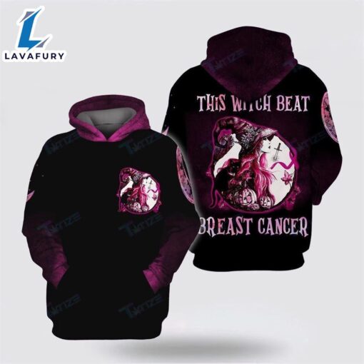 This Witch Beat Breast Cancer Black Pink Hoodie Breast Cancer Hoodie