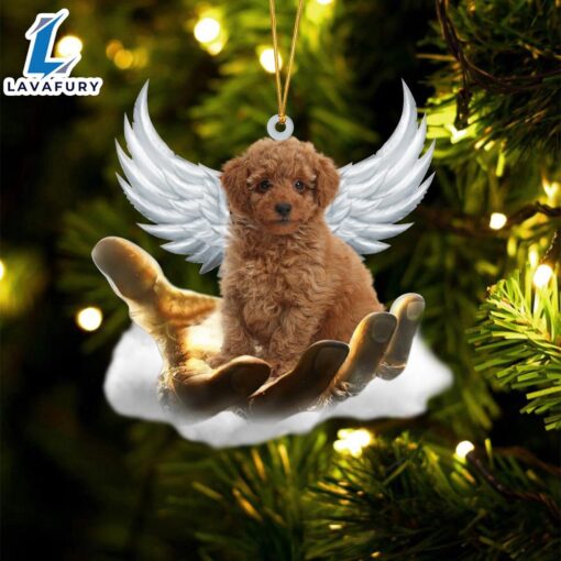 Toy Poodle On The Hands Of Jesus Ornament, Gift For Christmas Dog Loves