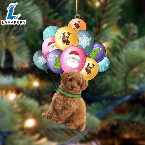 Toy Poodle With Balloons Christmas Ornament, Gift For Christmas Dog Loves