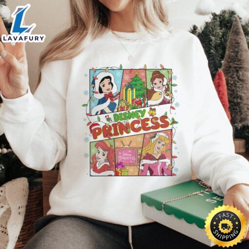 Vintage Cinderella Belle Disneyland Princess Christmas Sweatshirt  Merry Christmas Shirt