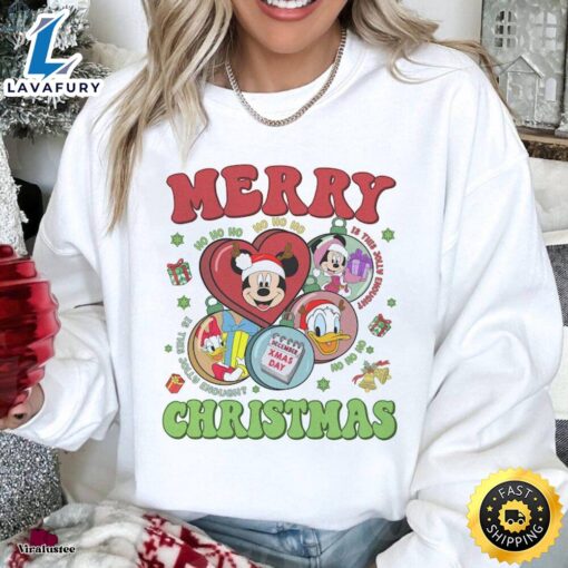 VIntage Disney Mickey And Friends Heart Shape Merry Christmas Sweatshirt  Merry Christmas Shirt