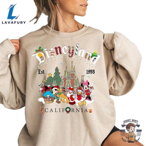 Vintage Disneyland Christmas Sweatshirt, Retro Mickey And Friends Est 1955