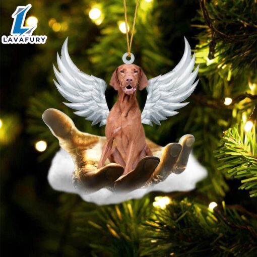 Vizsla On The Hands Of Jesus Ornament, Gift For Christmas Dog Loves