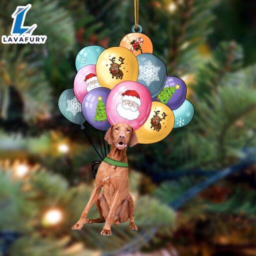 Vizsla With Balloons Christmas Ornament, Gift For Christmas Dog Loves