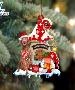 Vizsla With Mushroom House Christmas…