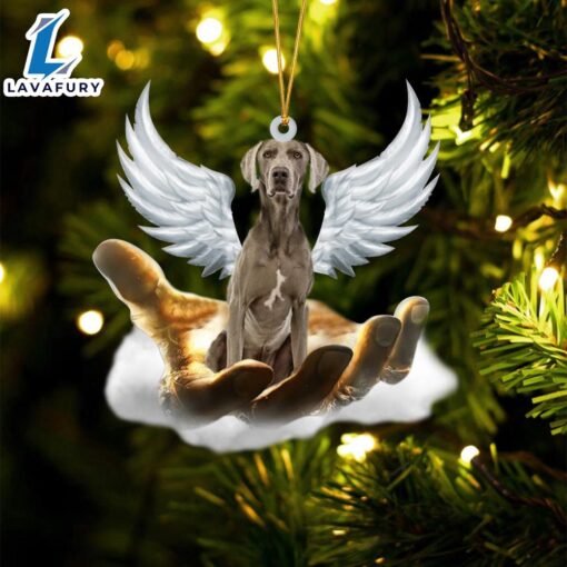 Weimaraner On The Hands Of Jesus Ornament, Gift For Christmas Dog Loves