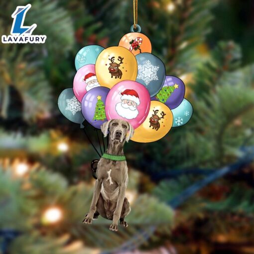 Weimaraner With Balloons Christmas Ornament, Gift For Christmas Dog Loves