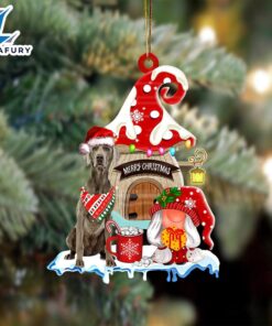 Weimaraner With Mushroom House Christmas…