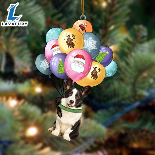 Welsh Corgi With Balloons Christmas Ornament, Gift For Christmas Dog Loves