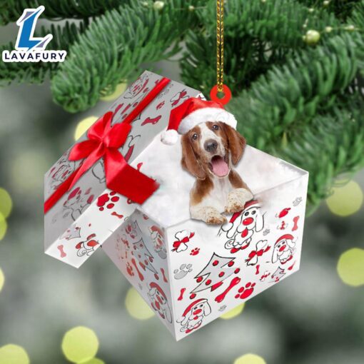 Welsh-Springer-Spaniel In Gift Box Christmas Ornament, Gift For Christmas Dog Loves