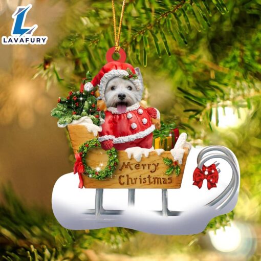 West Highland White Terrier Merry Christmas Ornament, Gift For Christmas Dog Loves