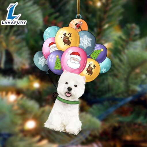 West Highland White Terrier With Balloons Christmas Ornament, Gift For Christmas Dog Loves