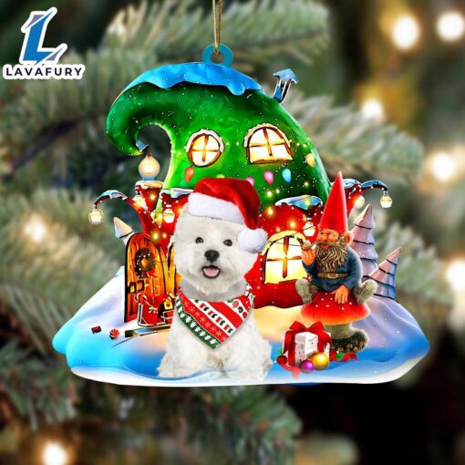 West Highland White Terrier With Rudolph’s House Christmas Ornament, Gift For Christmas Dog Loves