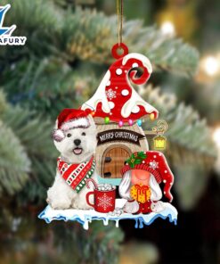 West-Highland-White-Terrier With Mushroom House Christmas…