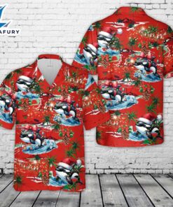 Whale Orca Christmas Hawaiian Shirt…