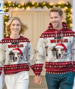 Whippet Dog Merry Woofmas Christmas Sweatshirt & Hoodie   Gift Christmas