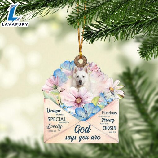 White-German-Shepherd God Says You Ornament, Gift For Christmas Dog Loves