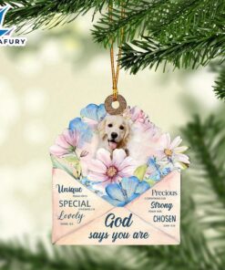 White-Golden-Retriever God Says You Ornament,…