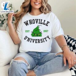 Whoville University Est 1957 Embroidered Sweatshirt,  Embroidered Grinch Sweater, Christmas Shirt, Gift For MomFunny Christmas Shirt