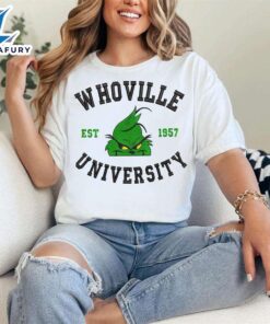 Whoville University Est 1957 Embroidered Sweatshirt,  Embroidered Grinch Sweater, Christmas Shirt, Gift For MomFunny Christmas Shirt