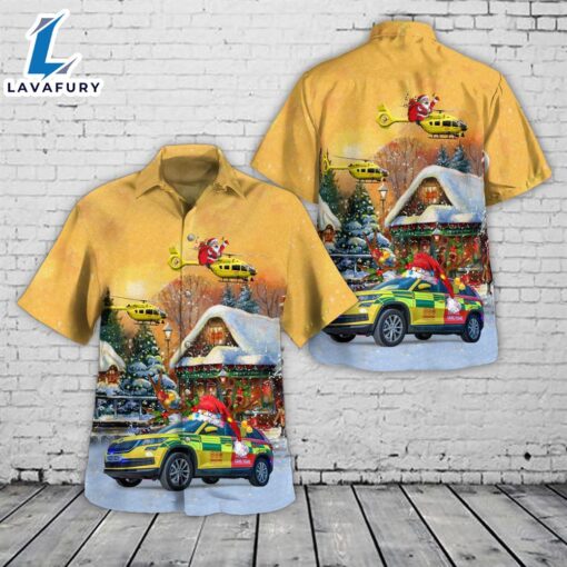 Yorkshire Air Ambulance Car & Eurocopter EC 145T2 Christmas Hawaiian Shirt – Gift Christmas Hawaiian