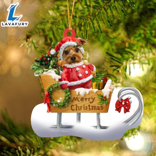 Yorkshire Terrier Merry Christmas Ornament, Gift For Christmas Dog Loves