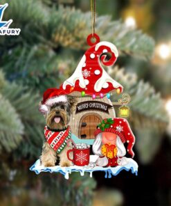 Yorkshire-Terrier With Mushroom House Christmas…