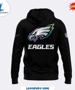 2024 Philadelphia Eagles Crucial Catch Intercept Cancer Black Hoodie