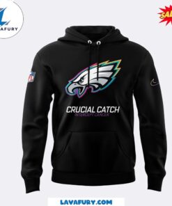 2024 Philadelphia Eagles Crucial Catch Intercept Cancer Black Hoodie