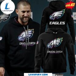 2024 Philadelphia Eagles Crucial Catch Intercept Cancer Black Hoodie