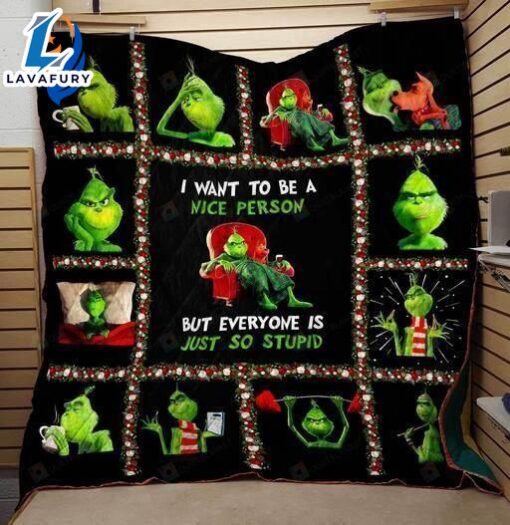 3d Grinch Everyone Is Jusst So Stupid Blanket