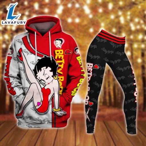 Betty Boop Pattern Hoodie And Leggings Set