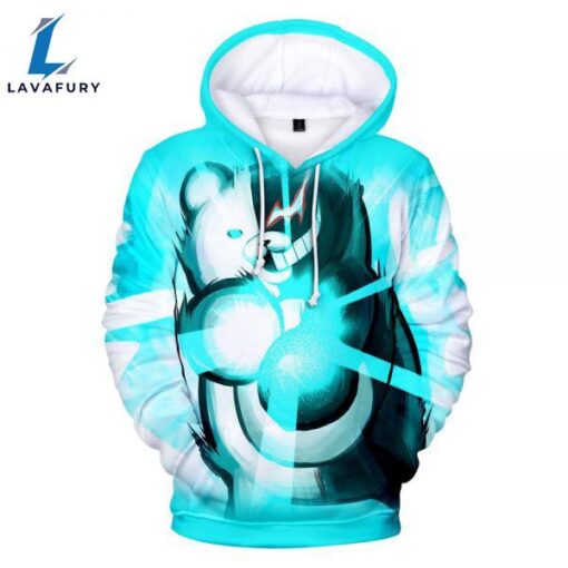 Blue Unisex 3D Monokuma Hoodies