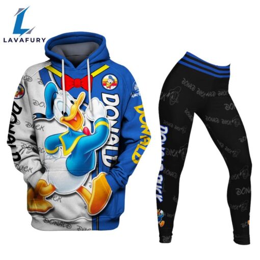 Cartoon Character Donald Duck Hoodie And Leggings Set