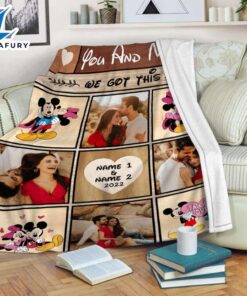 Custom Name And Photo Mickey And Minnie Blanket