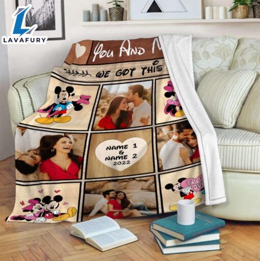 Custom Name And Photo Mickey And Minnie Blanket