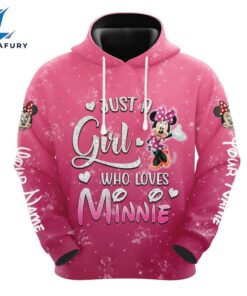 Custom Name Just A Girl Minnie Mouse Hoodie And Capris Leggings Set