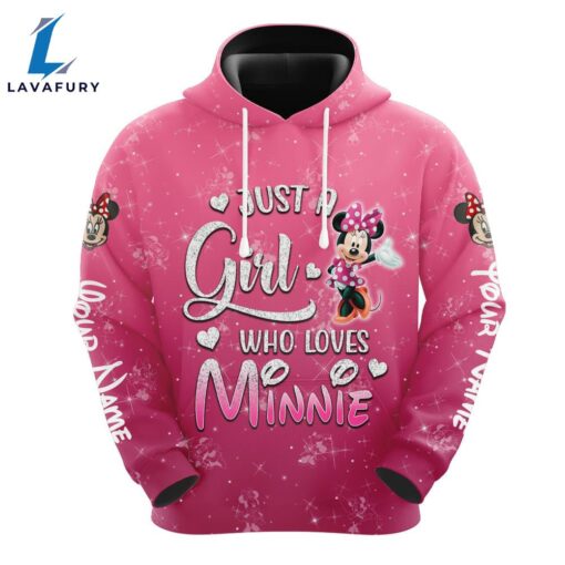 Custom Name Just A Girl Minnie Mouse Hoodie And Capris Leggings Set