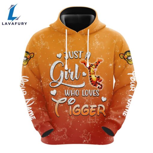 Custom Name Just A Girl Tigger Hoodie And Capris Leggings Set