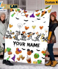 Custom Name Mickey And Friends Halloween Blanket