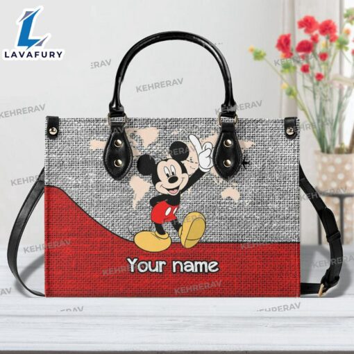 Custom Name Mickey Cute Leather Handbag