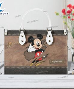 Custom name Mickey Leather Handbag