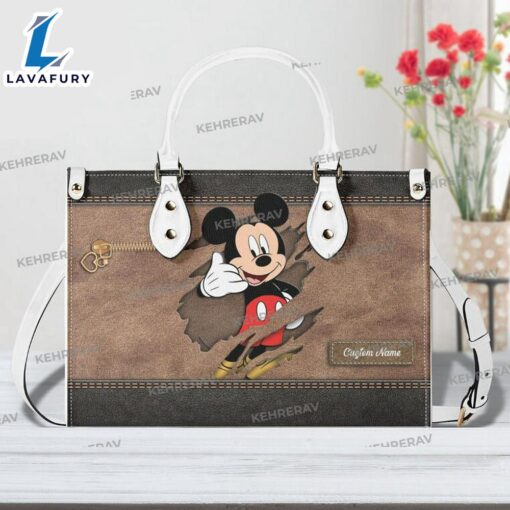 Custom name Mickey Leather Handbag