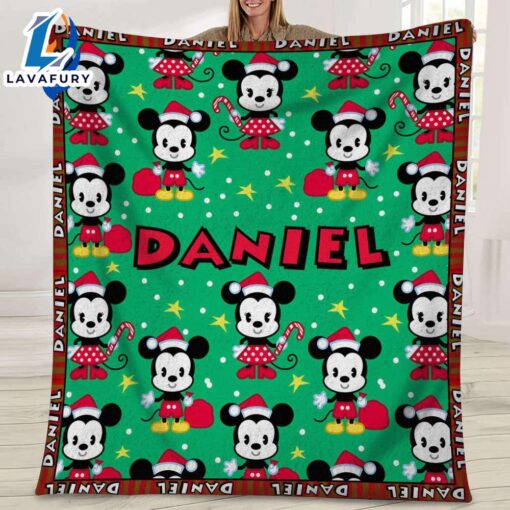 Custom Name Mickey Minnie Xmas Blanket