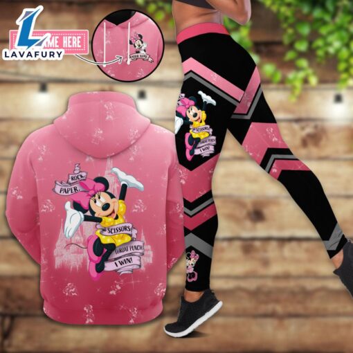 Custom Name Minnie Mouse Rock Paper Hoodie And Leggings Set