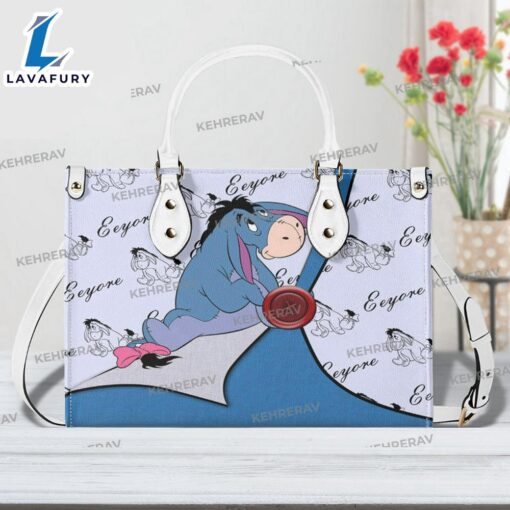 Custom Name Winnie The Pooh Eeyore Leather Handbag