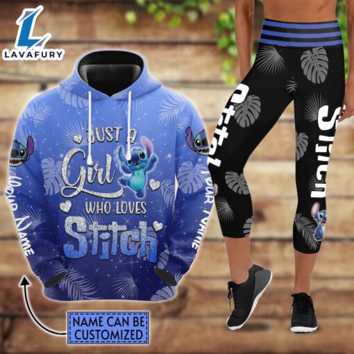 Custom Stitch Glitter Hoodie And Capris Leggings Set