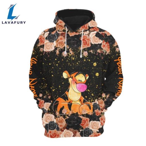 Customizable Tigger Rose Glitter Hoodie And Leggings Set