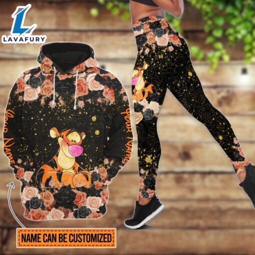 Customizable Tigger Rose Glitter Hoodie And Leggings Set